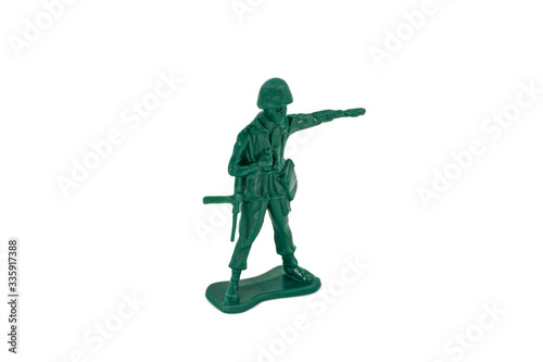 Green toy soldiers on white background. Soldier one on six models. (1/6) Picture ten on sixteen viewing angles. (10/16)