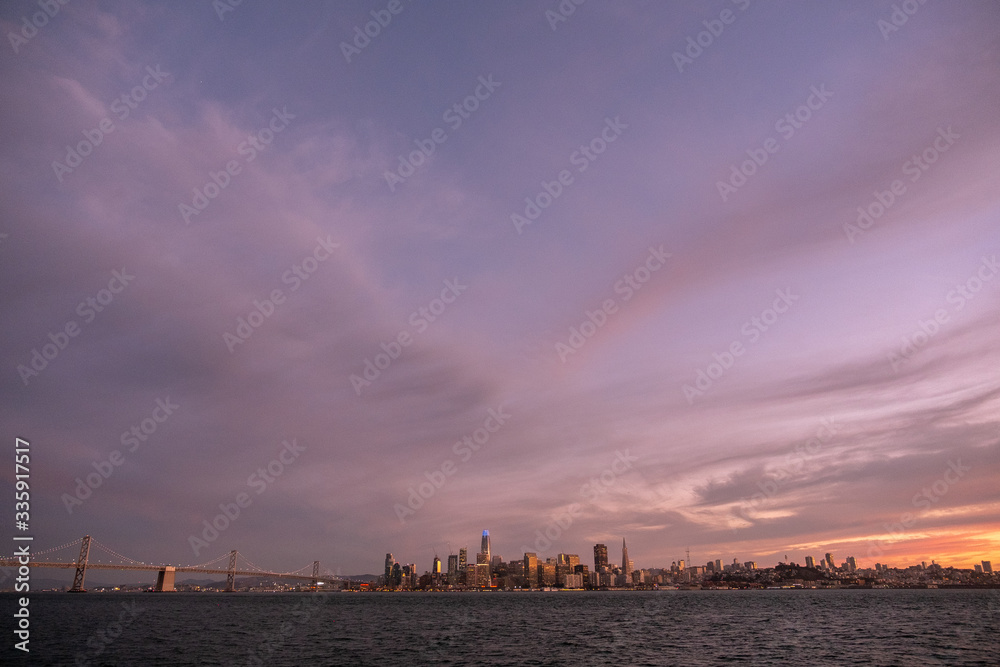 San Francisco, California skyline at sunset