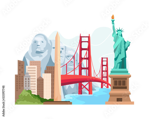 Vector travel and landmark America