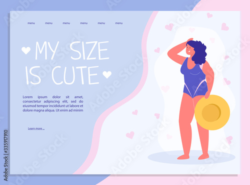 Landing Page with Happy Woman Loving Own Body