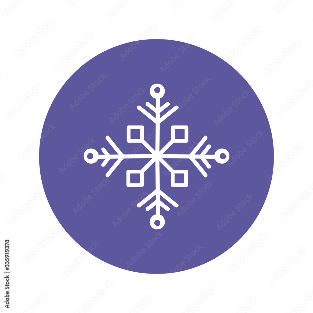 Weather pictogram. Forecast icon. Snow symbol. Snowflake design for winter season. Low temperature. Chilli air conditioning.