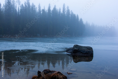 Fototapeta Naklejka Na Ścianę i Meble -  foggy lake in the mountains