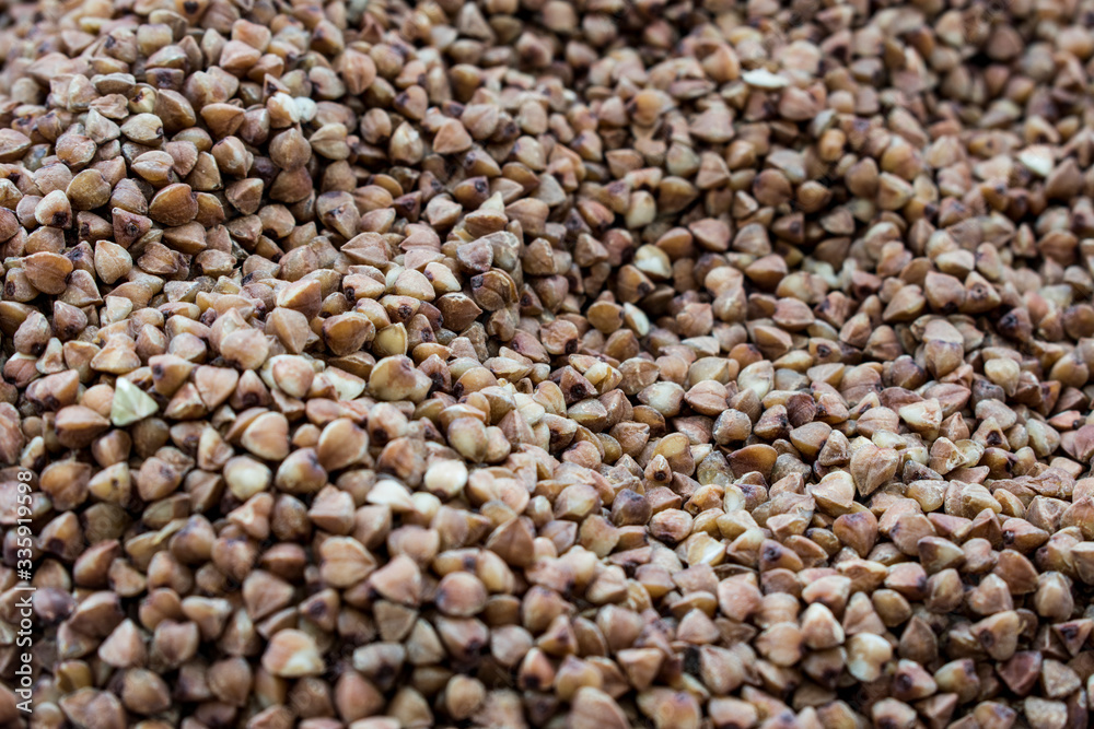 Background of food photographed from above, a lot of buckwheat, food in Russia Background of food photographed from above, a lot of buckwheat, food in Russia