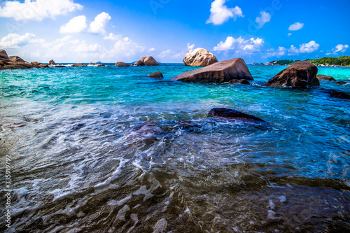 The Beach Anse Lazio at Praslin, Seychelles Islands, Indian Ocean, Africa