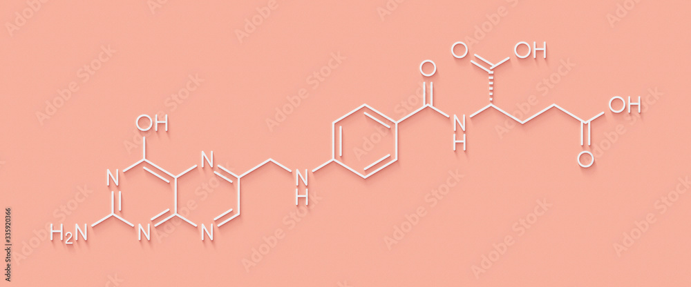 Εκτύπωση καμβά Vitamin B9 (folic acid) molecule. Skeletal formula.