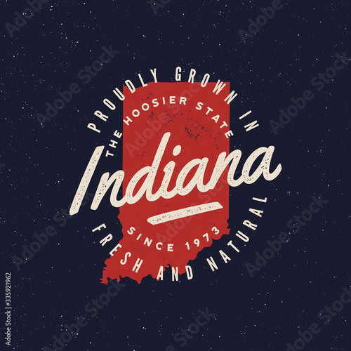 local farm retro grunge badge. homegrown in indiana