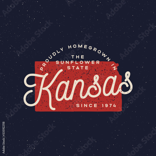 local farm retro grunge badge. homegrown in kansas
