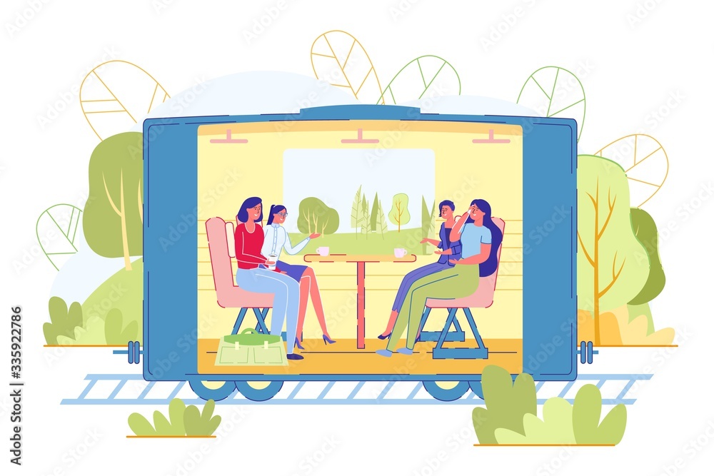 People Ride in Suburban Train, Vector Illustration Stock Vector | Adobe ...