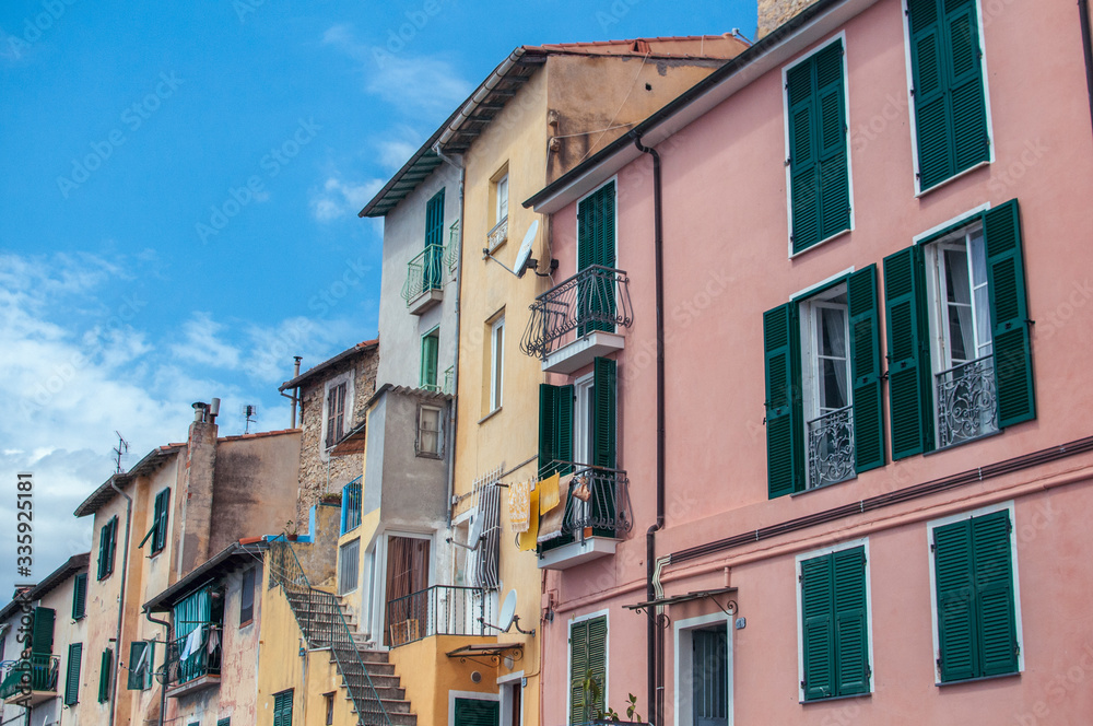 Colored houses in Trebino in Italy