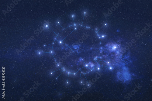 Fototapeta Naklejka Na Ścianę i Meble -  Coronavirus Constellation in outer space with lines. Night sky. Elements of this image were furnished by NASA