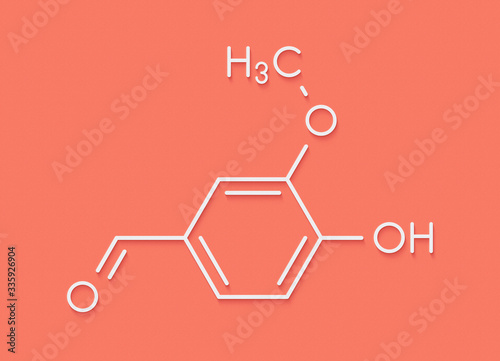 Картината върху платно Vanillin vanilla extract molecule. Skeletal formula.