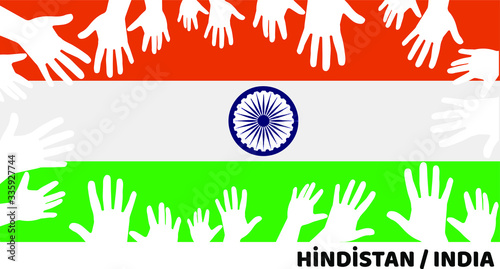 putting hands on india flag, taking oath