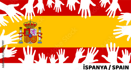 putting hands on spain flag, taking oath