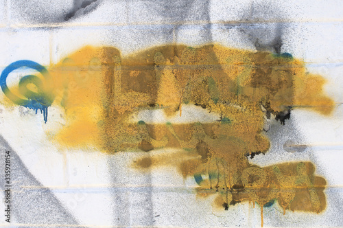 grunge  wall background with yellow haint photo