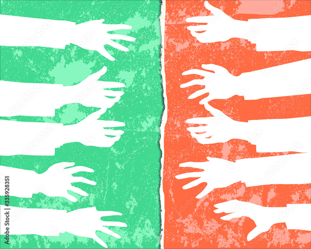 Obraz premium hand silhouettes two color background