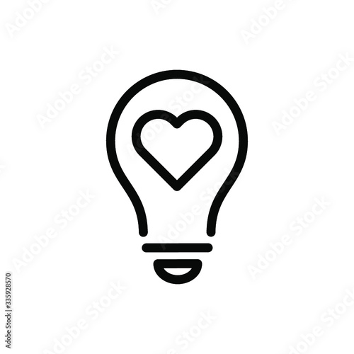 Light bulb and heart shape. Symbol of passion, inspiration, love, abstract, adore, art.