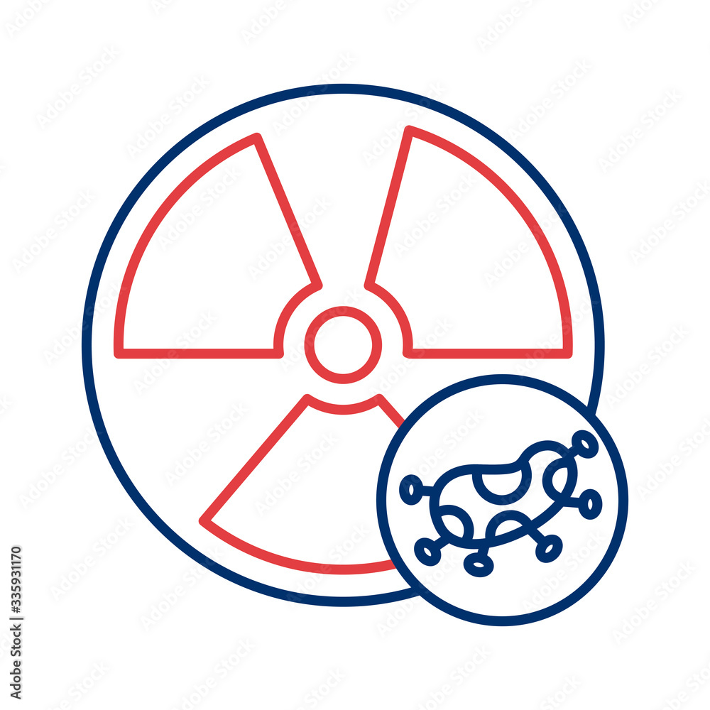 nuclear symbol with covid 19 particle line style nuclear symbol with covid 19 particle line style