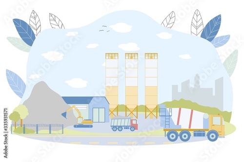 Concrete Batching Plant with Industrial Buildings