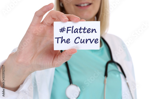 Flatten The Curve hashtag stay at home Corona virus coronavirus disease female woman doctor healthy health