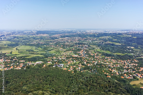 Amazing panorama from Avala Tower near city of Belgrade