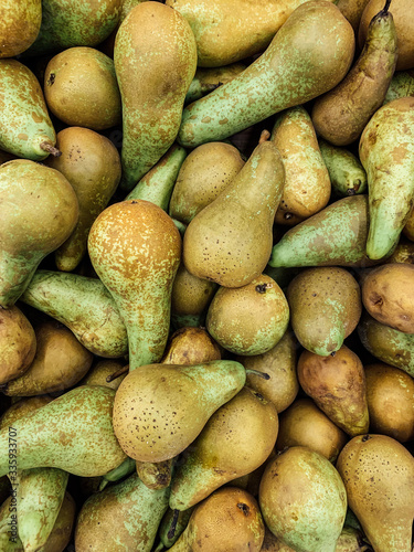 lots of ripe sweet pears to eat like a background