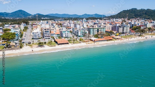 Aerial view of Canasvieiras beach (praia Canasvieiras), in Florianópolis, state of Santa catarina, Brazil