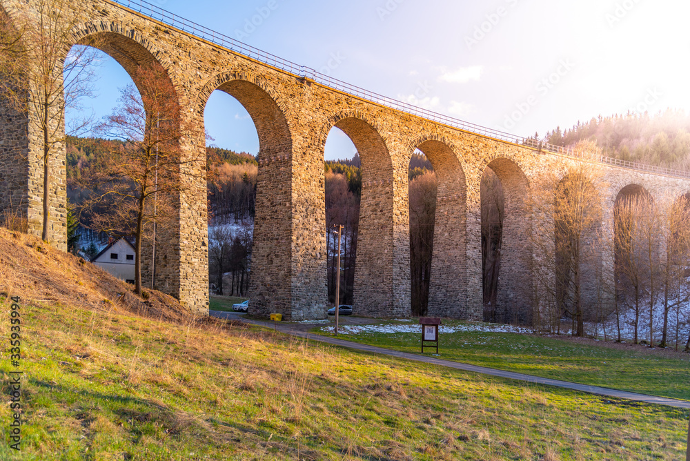 Novina Viaduct - old stone railway bridge near Krystofovo Udoli, Czech Republic