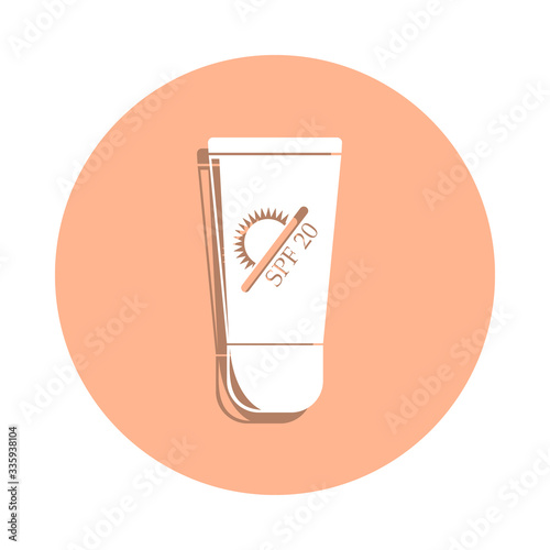 Sunblock badge icon. Simple glyph, flat vector of beach holidays icons for ui and ux, website or mobile application