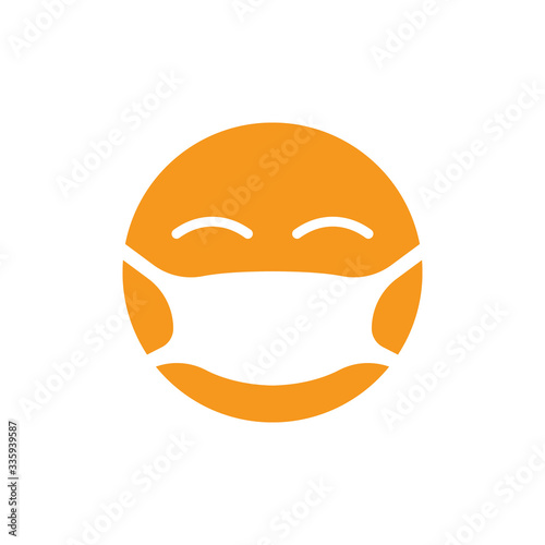 Emoji with mouth mask. Vector illustration