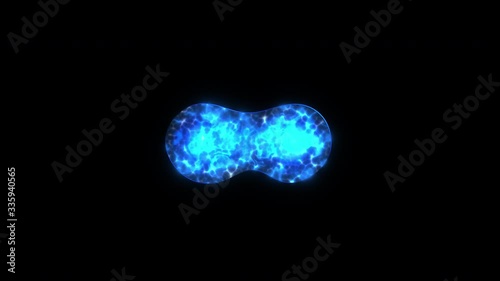 Single Blue Cell Dividing into Two in transparent background