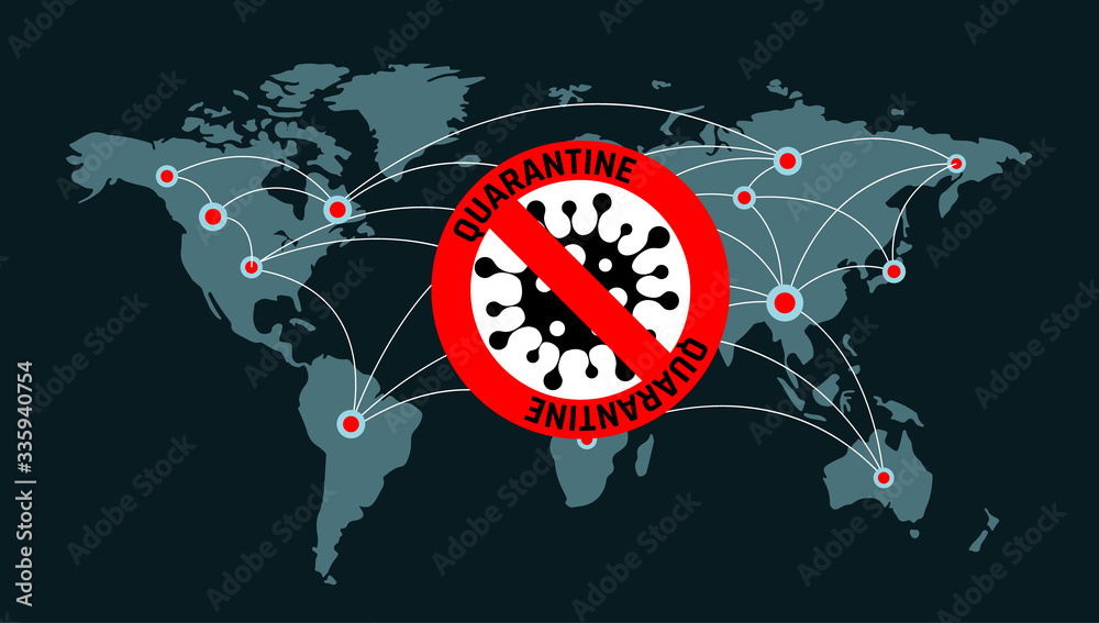 Coronavirus 2019-nC0V Outbreak. Travel Alert concept. The virus attacks the respiratory tract, pandemic medical health risk.