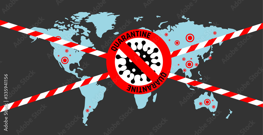 Pandemic stop Coronavirus outbreak covid-19 2019-nCoV quarantine banner. Closed for quarantine pandemic Coronavirus vector image