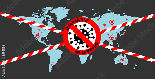 Pandemic stop Coronavirus outbreak covid-19 2019-nCoV quarantine banner. Closed for quarantine pandemic Coronavirus vector image
