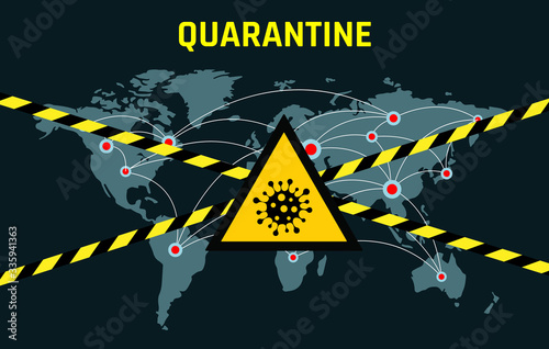 Pandemic stop Coronavirus outbreak covid-19 2019-nCoV quarantine banner. Closed for quarantine pandemic Coronavirus vector image