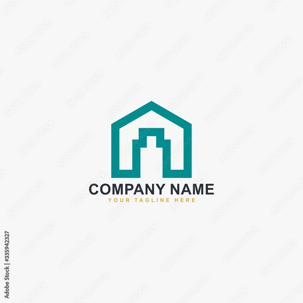 Home line logo design. Real estate illustration symbol. Outline the house icon vector.