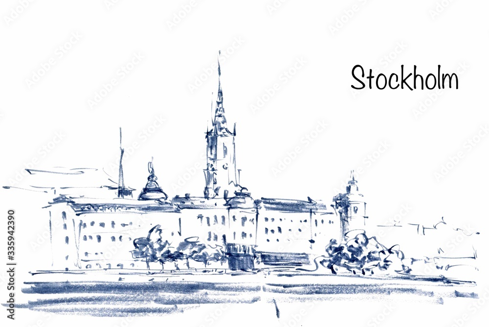Stockholm landscape with word 