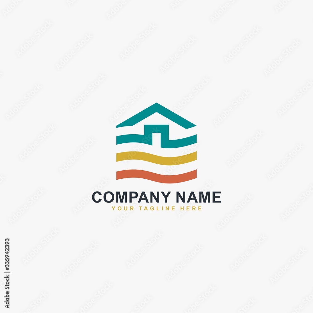 Home line logo design. Real estate illustration symbol. Outline the house icon vector.
