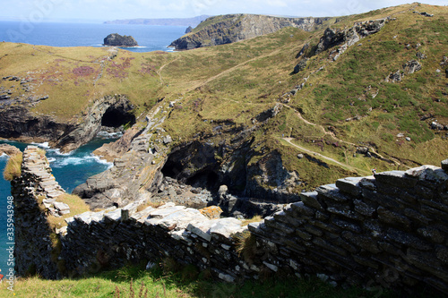 Tintagel (England), UK - August 10, 2015: Tintagel site near the coast, Cornwall, United Kingdom.