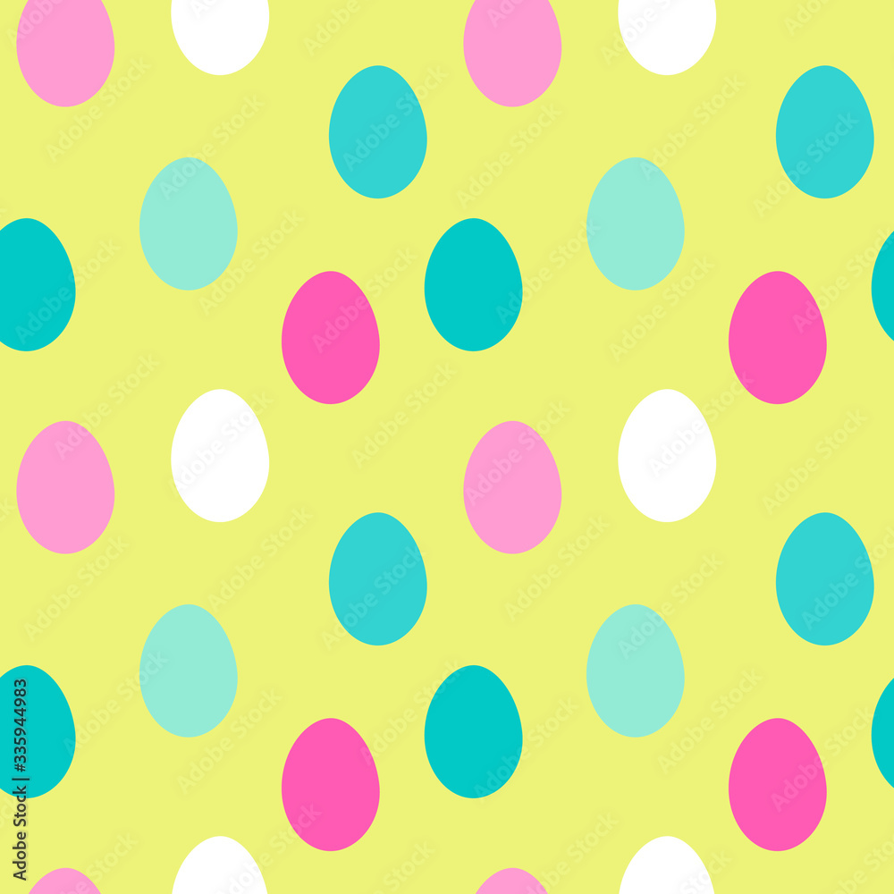 Cute bright and colorful easter eggs irregular seamless pattern with salad green background. Salad, pink, turquoise colors. Cute bright and colorful easter eggs irregular seamless pattern with salad green background. Salad, pink, turquoise colors.