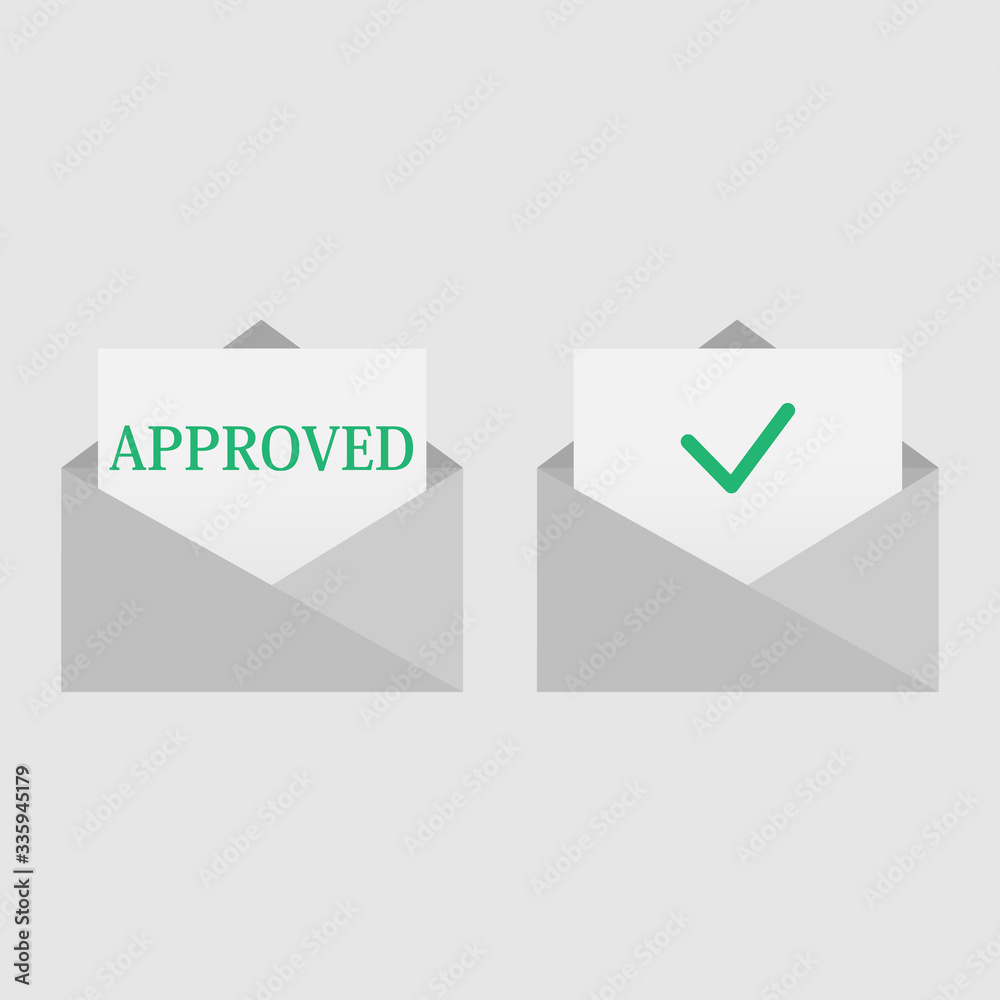 Envelope with Approved letter .Vector illustration. Envelope with Approved letter .Vector illustration.