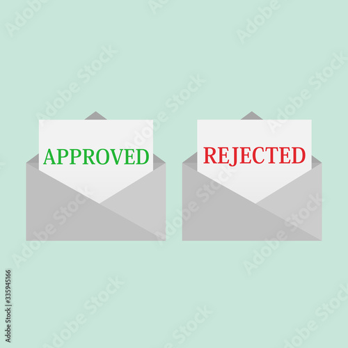 Envelope with Rejected and Approved letter .Vector illustration.