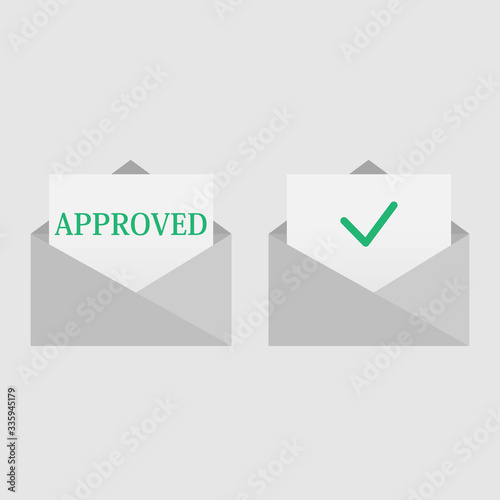 Envelope with Approved letter .Vector illustration.