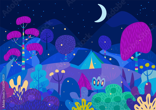 Camping in a magic forest