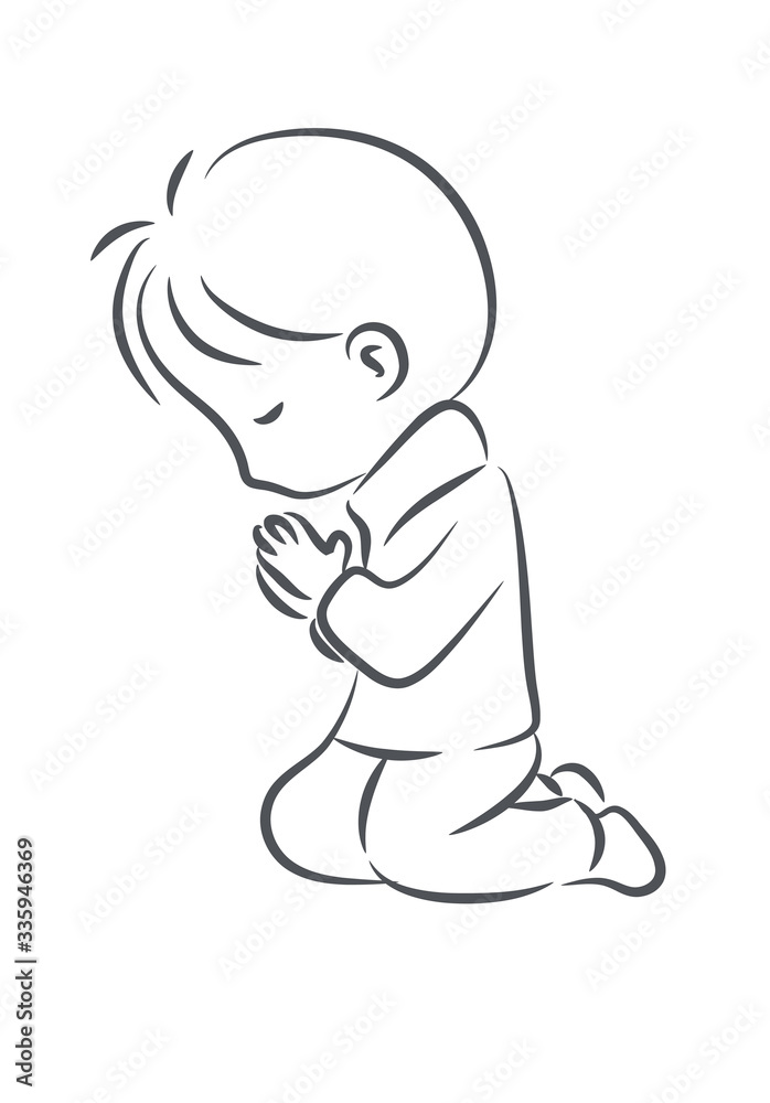 kid praying vector drawing cartoon kid praying vector drawing cartoon