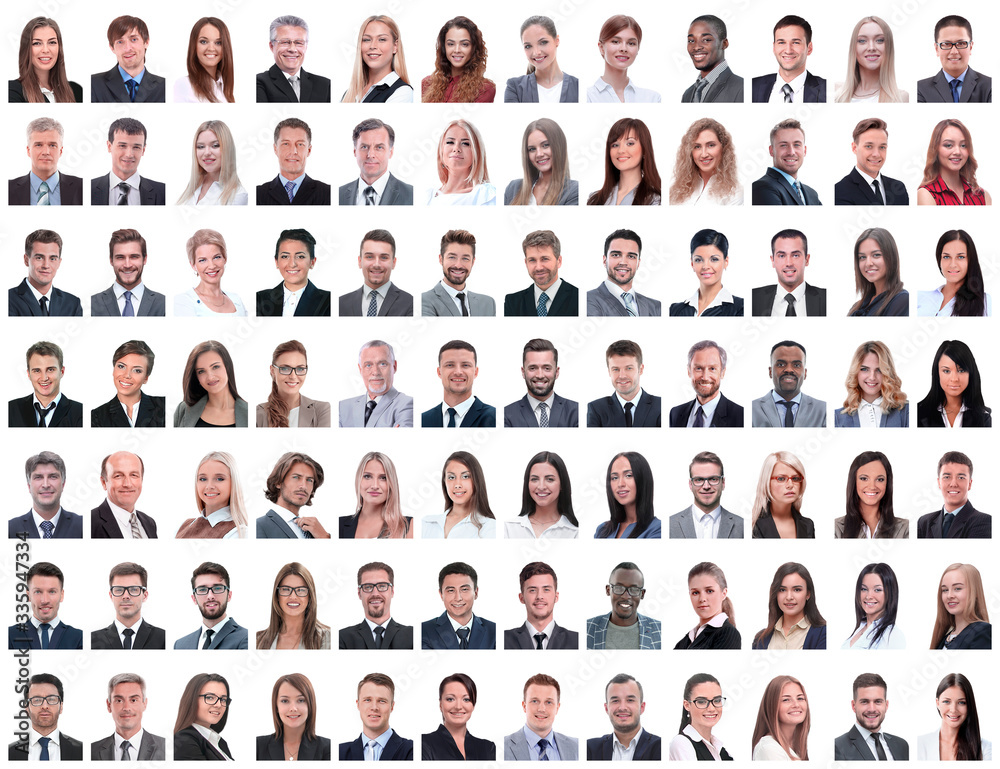 portraits of successful employees isolated on a white