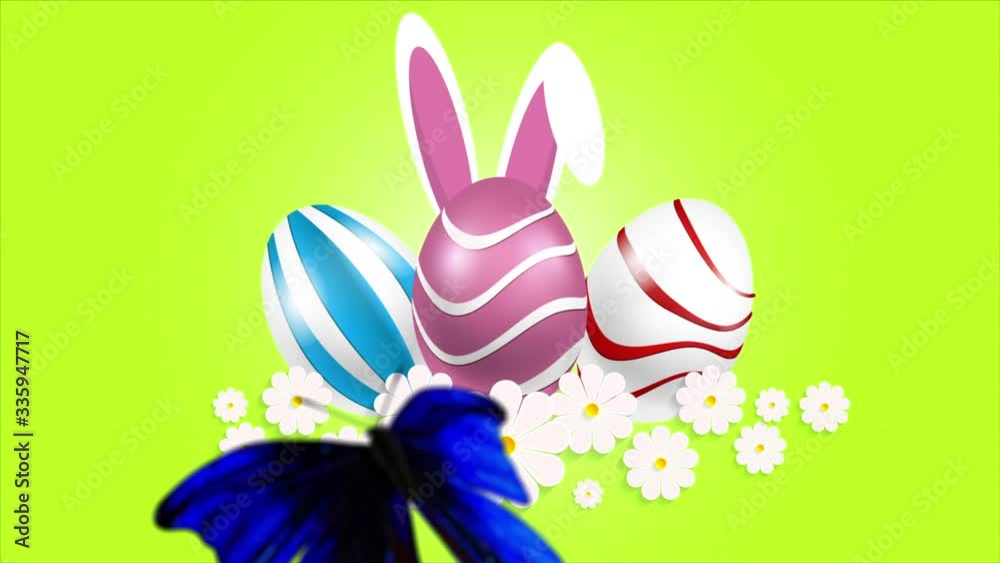 Three Easter eggs and daisies, art video illustration. Three Easter eggs and daisies, art video illustration.