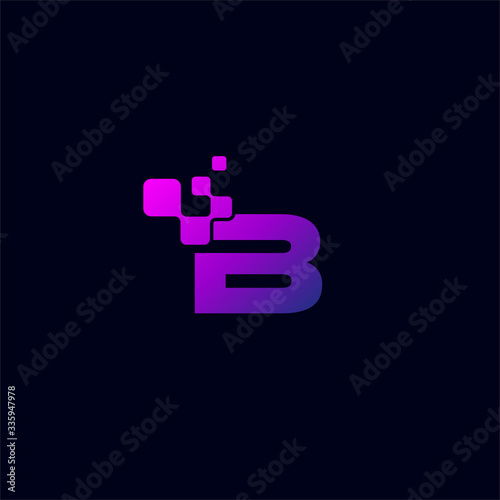 Vector Letter B logo design concept, Technology and digital abstract dot connection cross. vector illustration