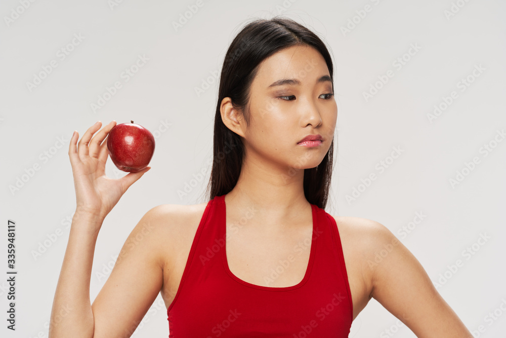 young woman with apple young woman with apple