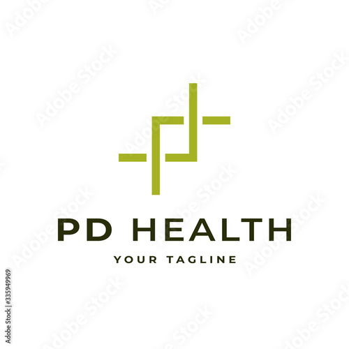 Professional Logo Design For Business or Company, Letter PD with Health Icon Symbols