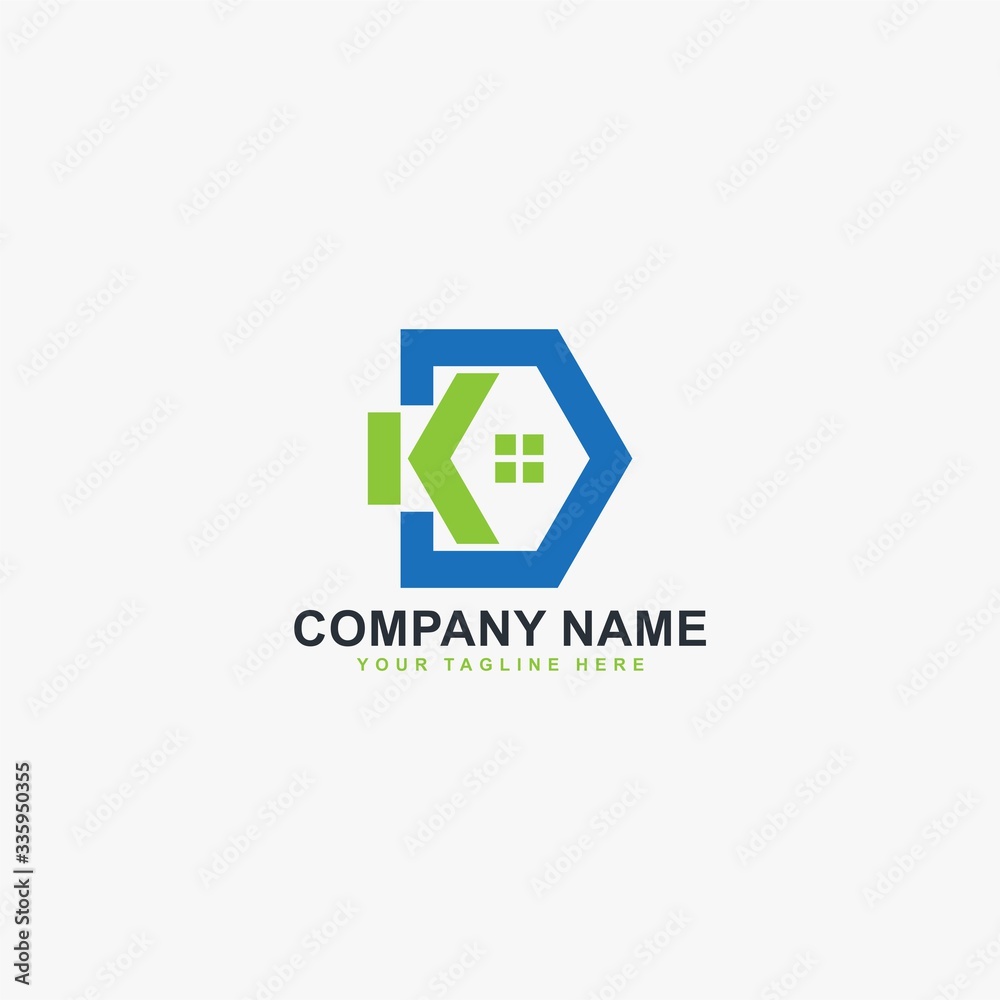 Real estate logo design. Letter DK house abstract symbol. Outline the home icon vector. Real estate logo design. Letter DK house abstract symbol. Outline the home icon vector.